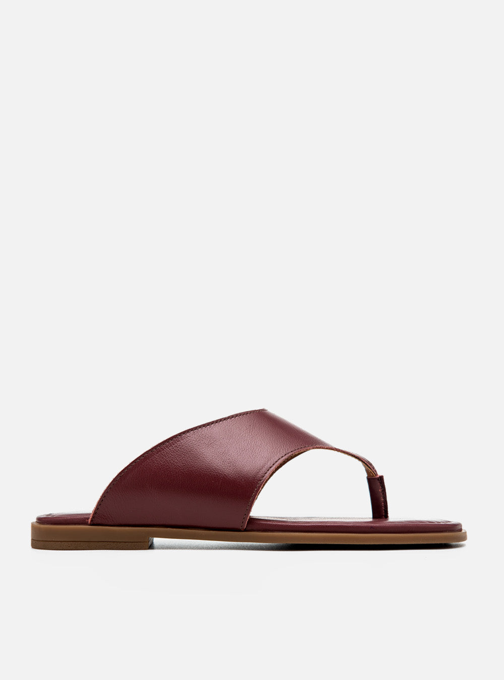 Rasteira em Couro Bordô Thong