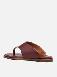Rasteira em Couro Bordô Thong