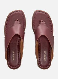 Rasteira em Couro Bordô Thong