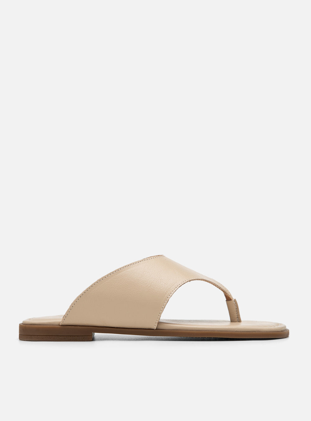 Rasteira em Couro Off White Thong