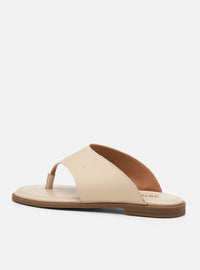 Rasteira em Couro Off White Thong