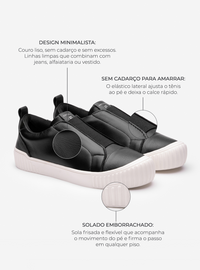Tênis em Couro Slip On Olivia Preto