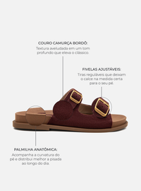 Birken Couro Camurça Bordô