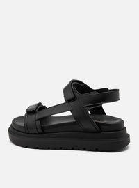 Sandália Papete Flatform Couro Preta