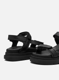 Sandália Papete Flatform Couro Preta
