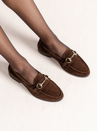 Mocassim em Couro Bridão Camurça Café