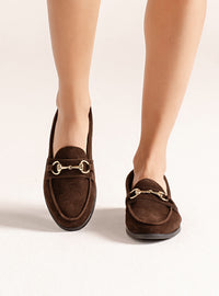 Mocassim em Couro Bridão Camurça Café