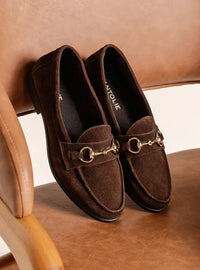 Mocassim em Couro Bridão Camurça Café