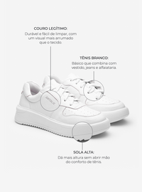 Tênis Branco em Couro Sola Alta