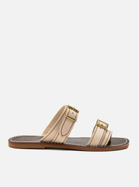 Rasteira Couro Tiras Off White