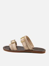 Rasteira Couro Tiras Off White