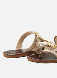 Rasteira Couro Tiras Off White