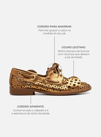 Mocassim Couro Dockside Bronze Vazado