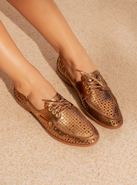 Mocassim Couro Dockside Bronze Vazado