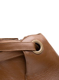 Bota Cano Curto em Couro Caramelo Tira Lateral