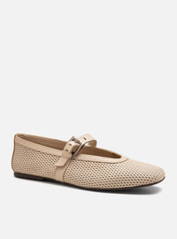 Sapatilha Couro Off White Vazada Bico Quadrado