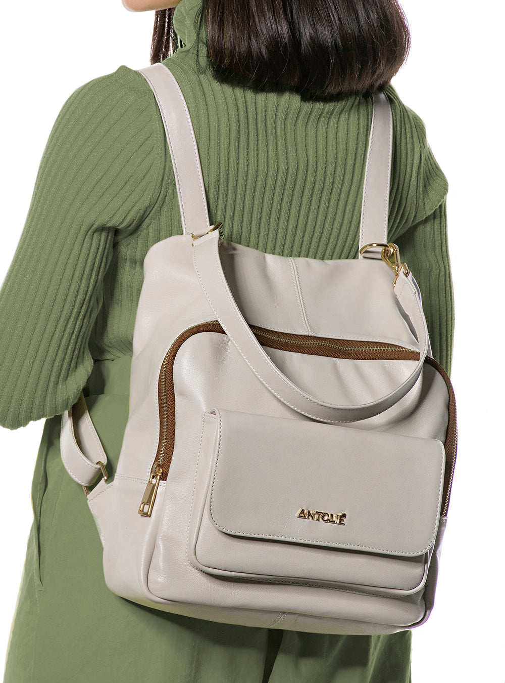 Mochila em Couro Athenas Off White