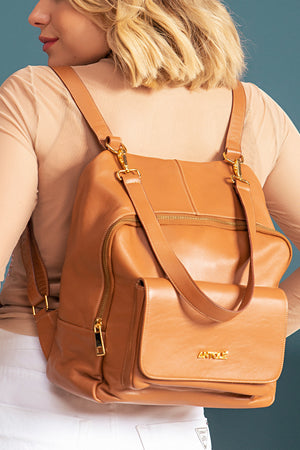 Mochila em Couro Athenas Caramelo