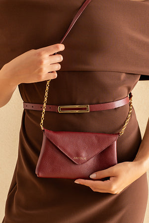 Bolsa em Couro Floater Bag Bordô