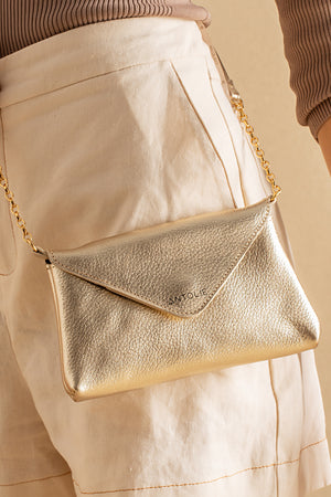 Bolsa em Couro Floater Bag Dourada