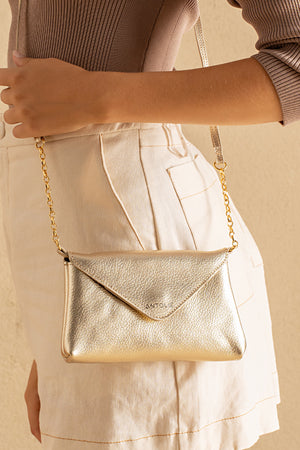 Bolsa em Couro Floater Bag Dourada