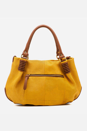 Bolsa em Couro Miami Amarelo e Caramelo