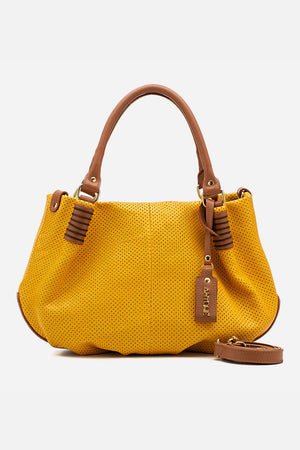 Bolsa em Couro Miami Amarelo e Caramelo