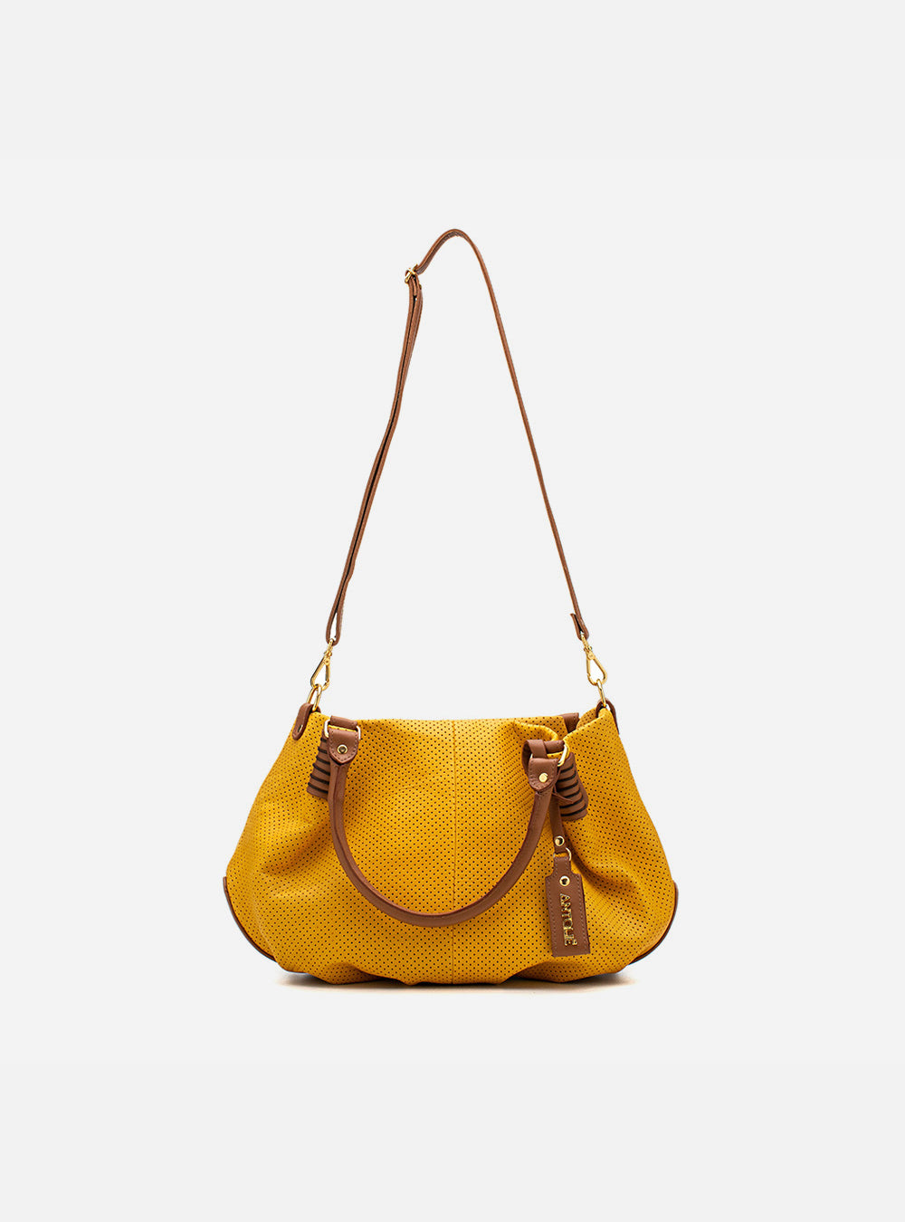Bolsa em Couro Miami Amarelo e Caramelo