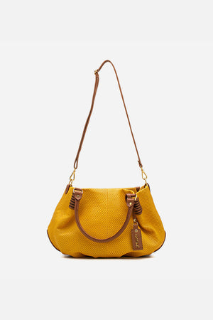 Bolsa em Couro Miami Amarelo e Caramelo