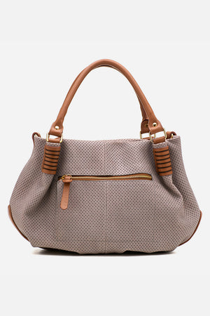 Bolsa em Couro Miami Cinza e Caramelo