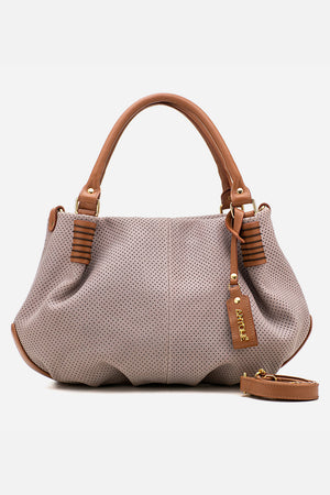 Bolsa em Couro Miami Cinza e Caramelo