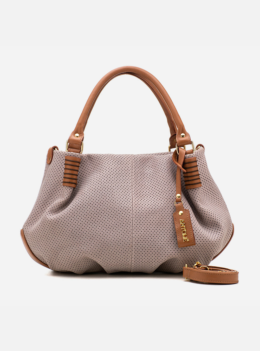 Bolsa em Couro Miami Cinza e Caramelo