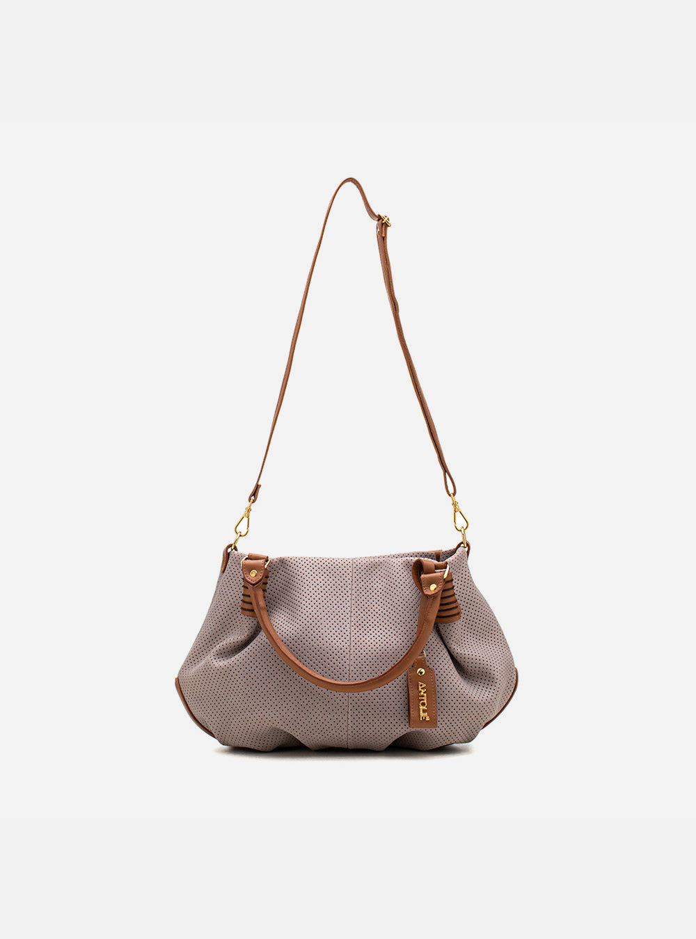 Bolsa em Couro Miami Cinza e Caramelo