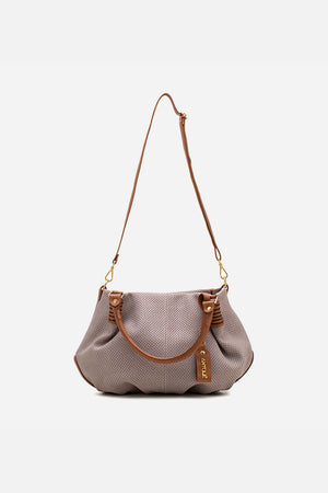 Bolsa em Couro Miami Cinza e Caramelo