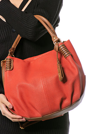 Bolsa em Couro Miami Vermelho e Caramelo