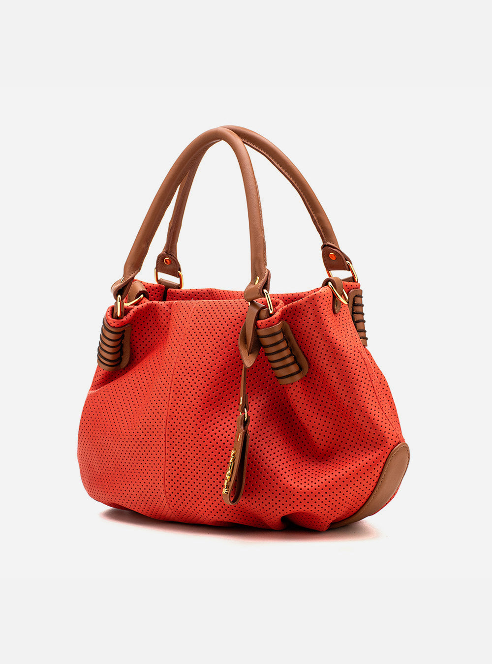 Bolsa em Couro Miami Vermelho e Caramelo