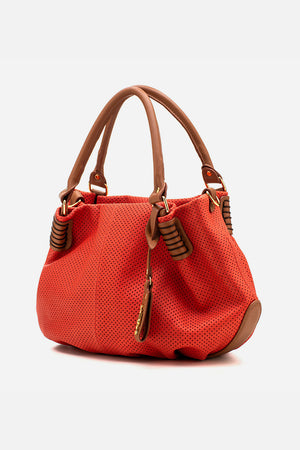 Bolsa em Couro Miami Vermelho e Caramelo