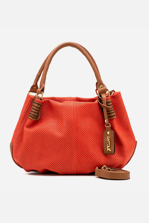 Bolsa em Couro Miami Vermelho e Caramelo