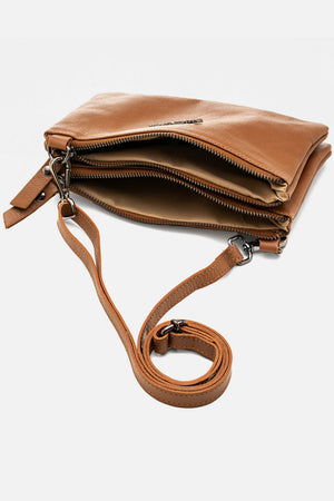 Bolsa em Couro Tiracolo Básica Caramelo