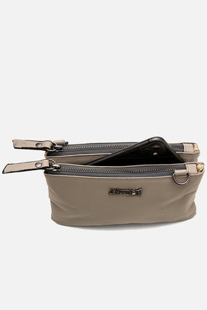 Bolsa em Couro Tiracolo Básica Cinza