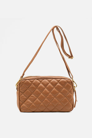 Bolsa em Couro Tiracolo Matelassê Caramelo