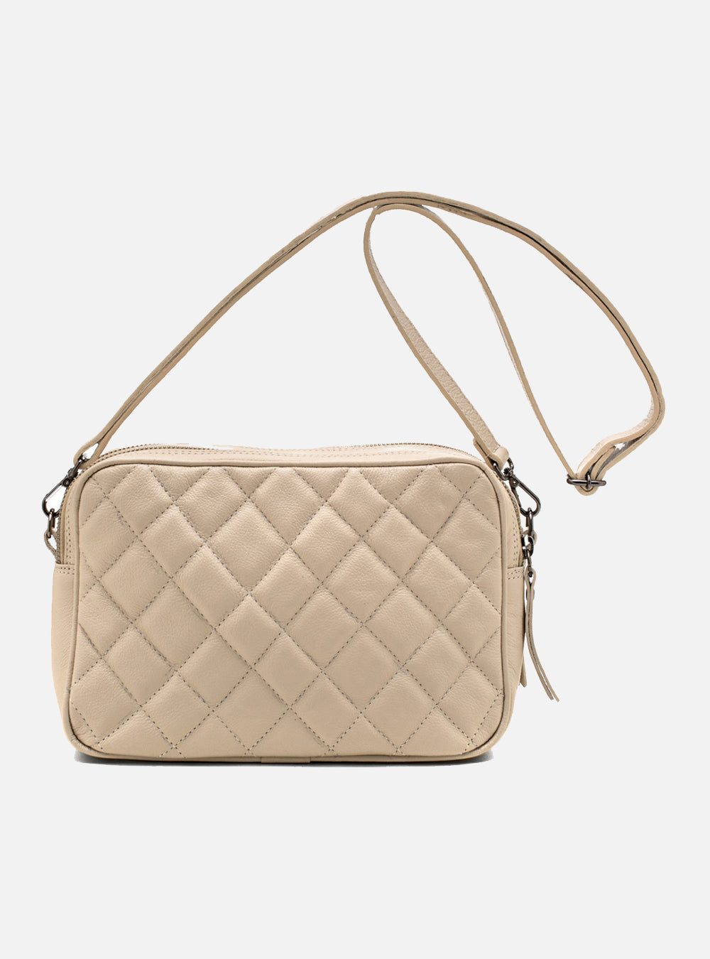 Bolsa em Couro Tiracolo Matelassê Off White
