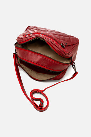 Bolsa em Couro Tiracolo Matelassê Vermelho