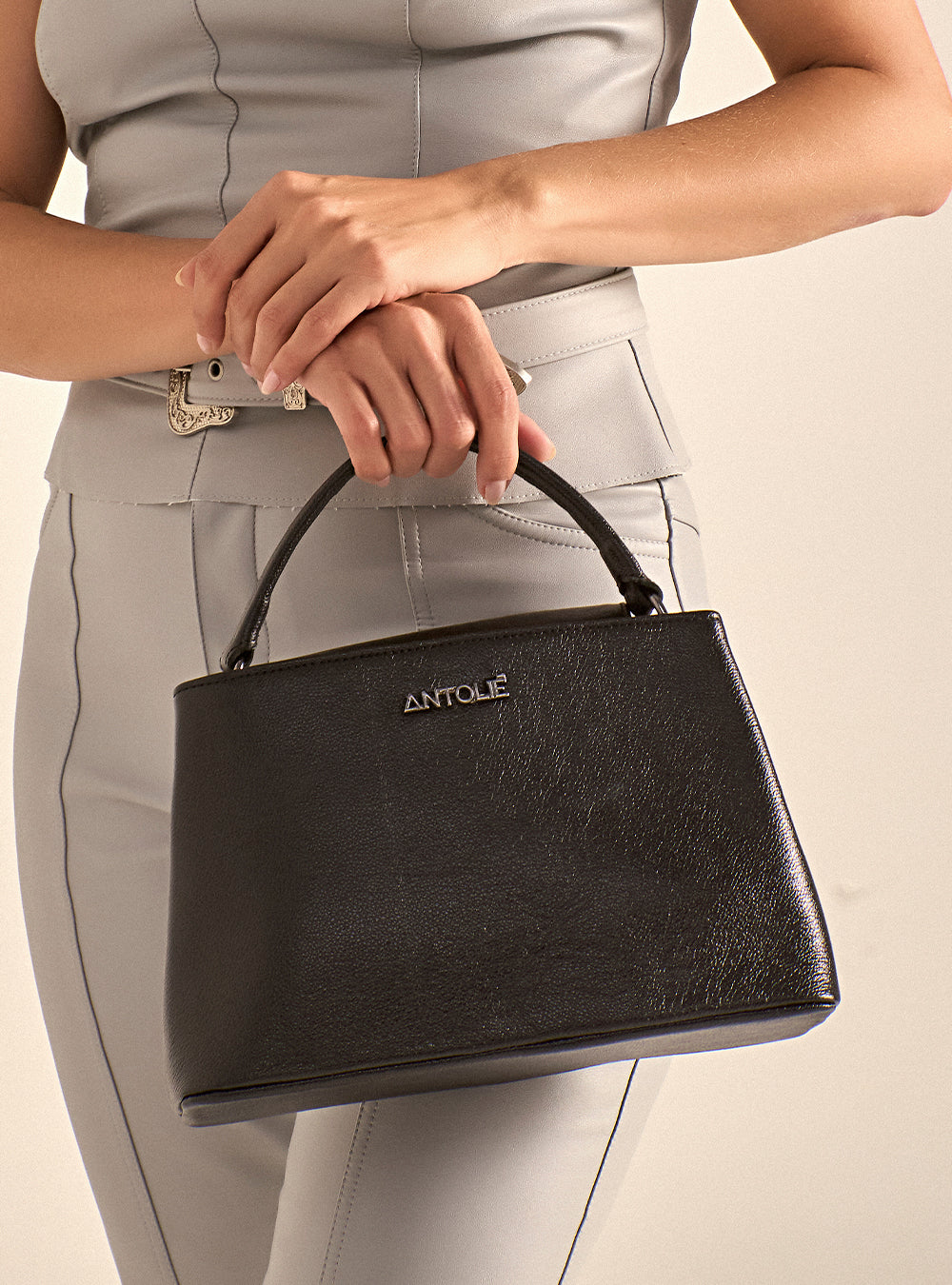 Bolsa em Couro Tote Preto