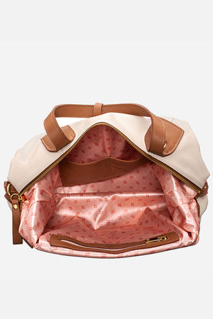 Bolsa em Couro Viena Off White e Caramelo