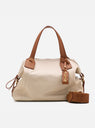 Bolsa em Couro Viena Off White e Caramelo