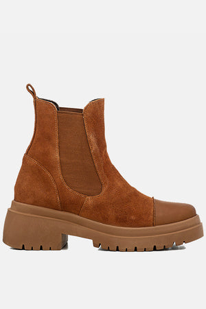 Bota em Couro Chelsea Julia Caramelo