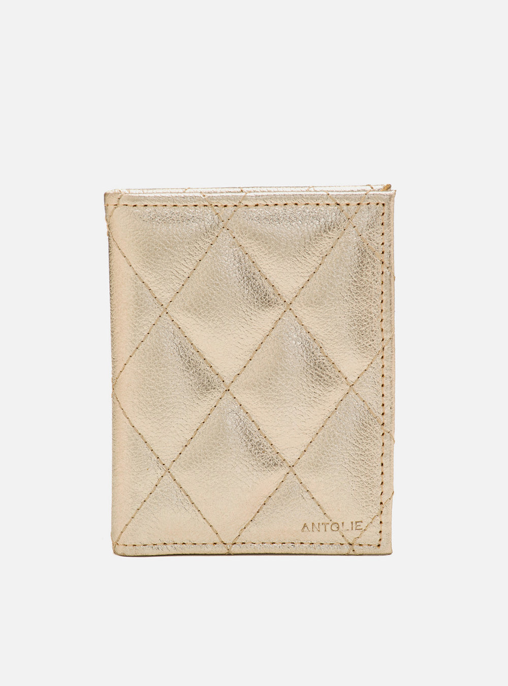 Carteira em Couro Matelassê Dourado