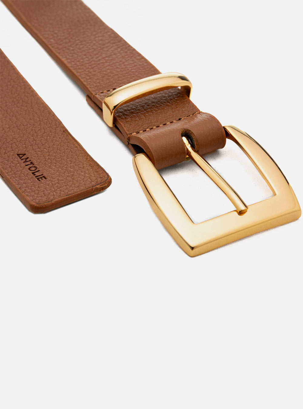 Cinto Caramelo Couro Largo Fivela Quadrada Dourada