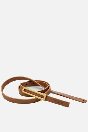Cinto em Couro Caramelo Fino Metal